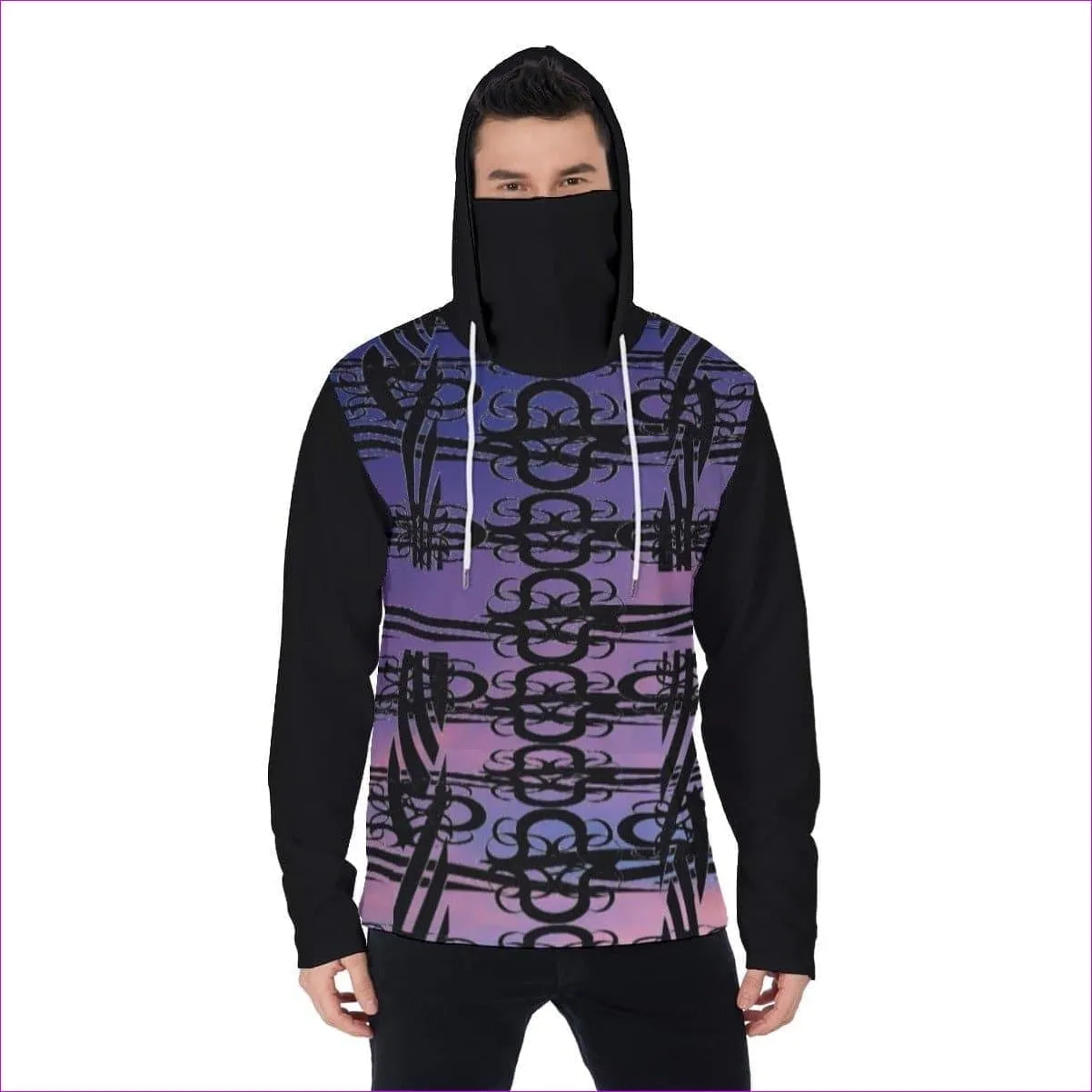 Midnight Aros Unisex Pullover Hoodie With Mask - Black