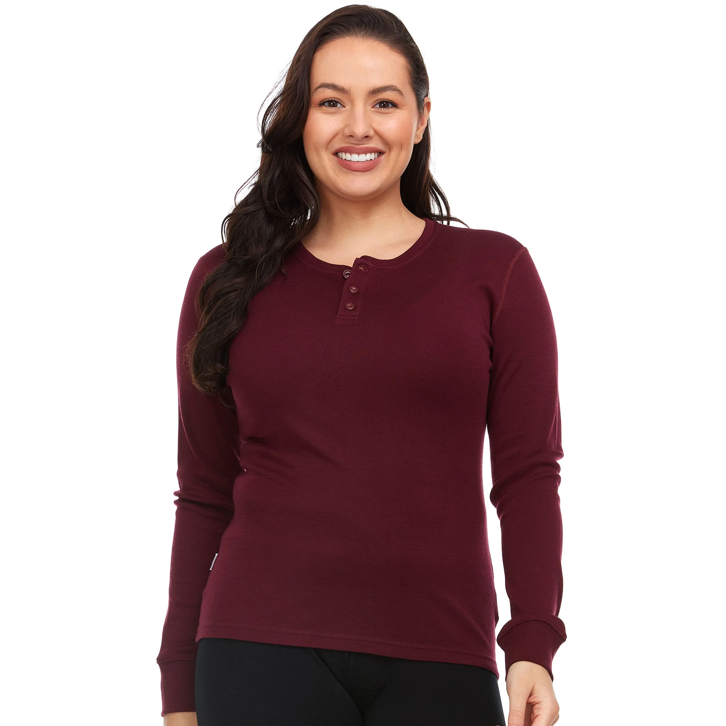 Midweight - Women's Long Sleeve Henley 100% Merino Wool