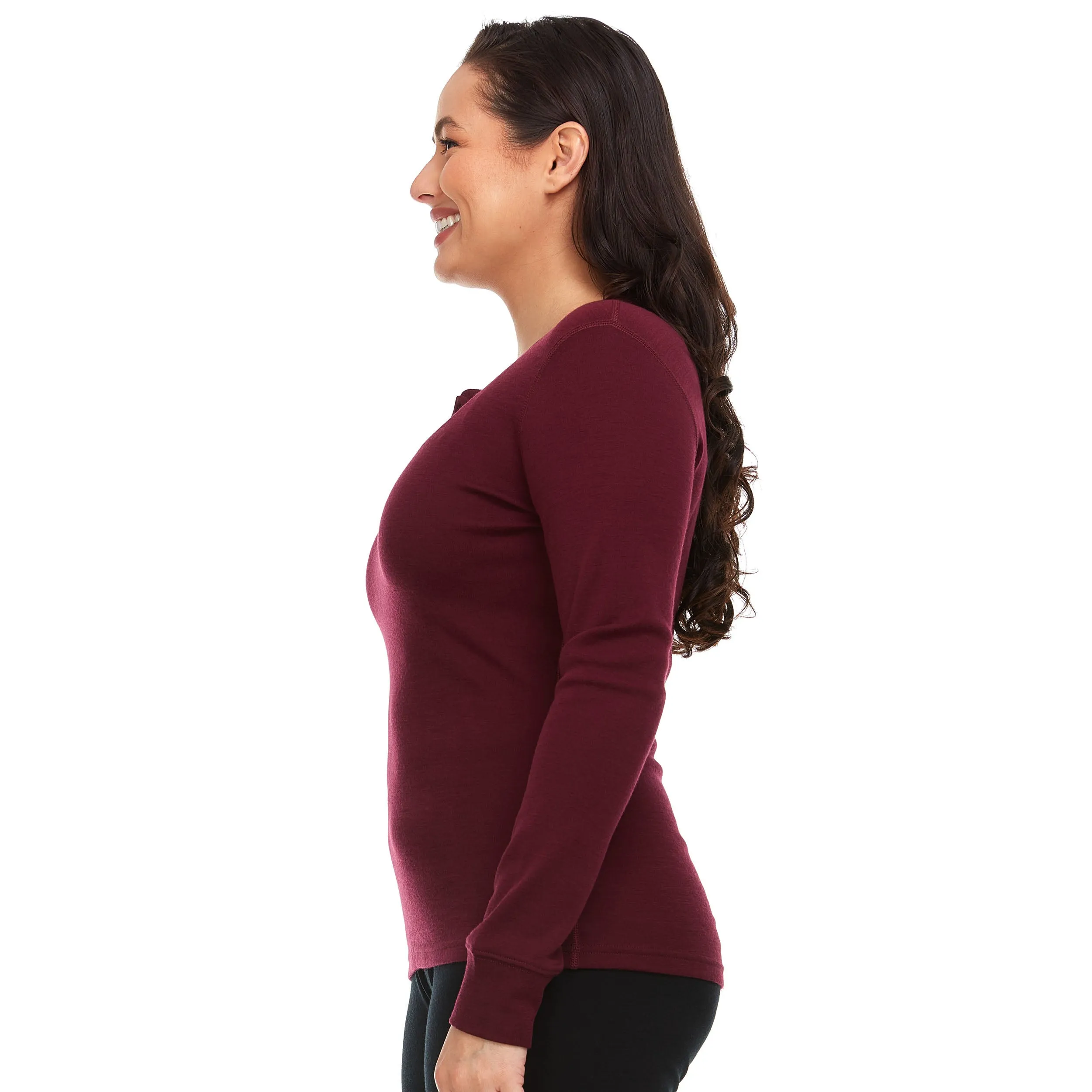 Midweight - Women's Long Sleeve Henley 100% Merino Wool