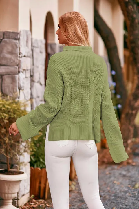 Mock Neck Drop Shoulder Sweater