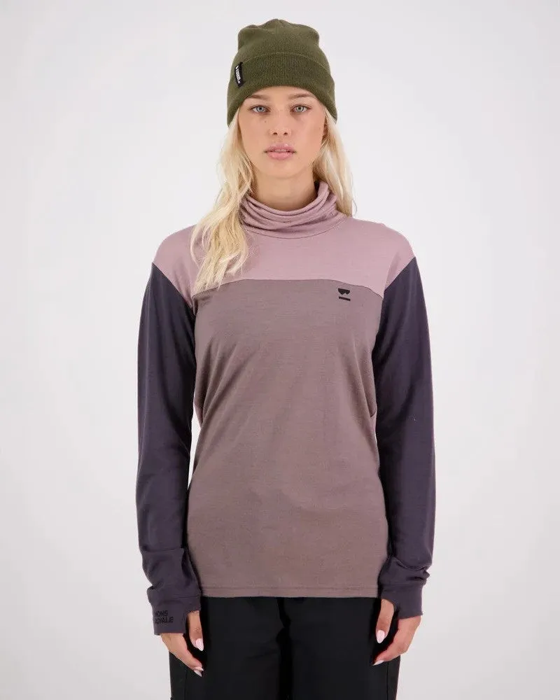 Mons Royale Yotei BF Women's High Neck Long Sleeve - Mauve Dust