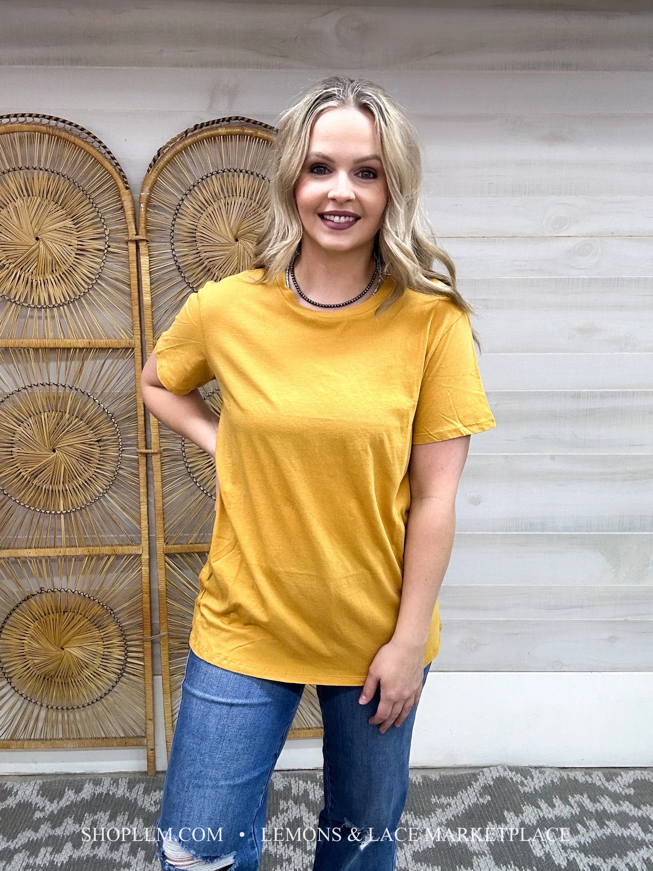 Mustard Better Than Basic Boyfriend Tee Round Neck