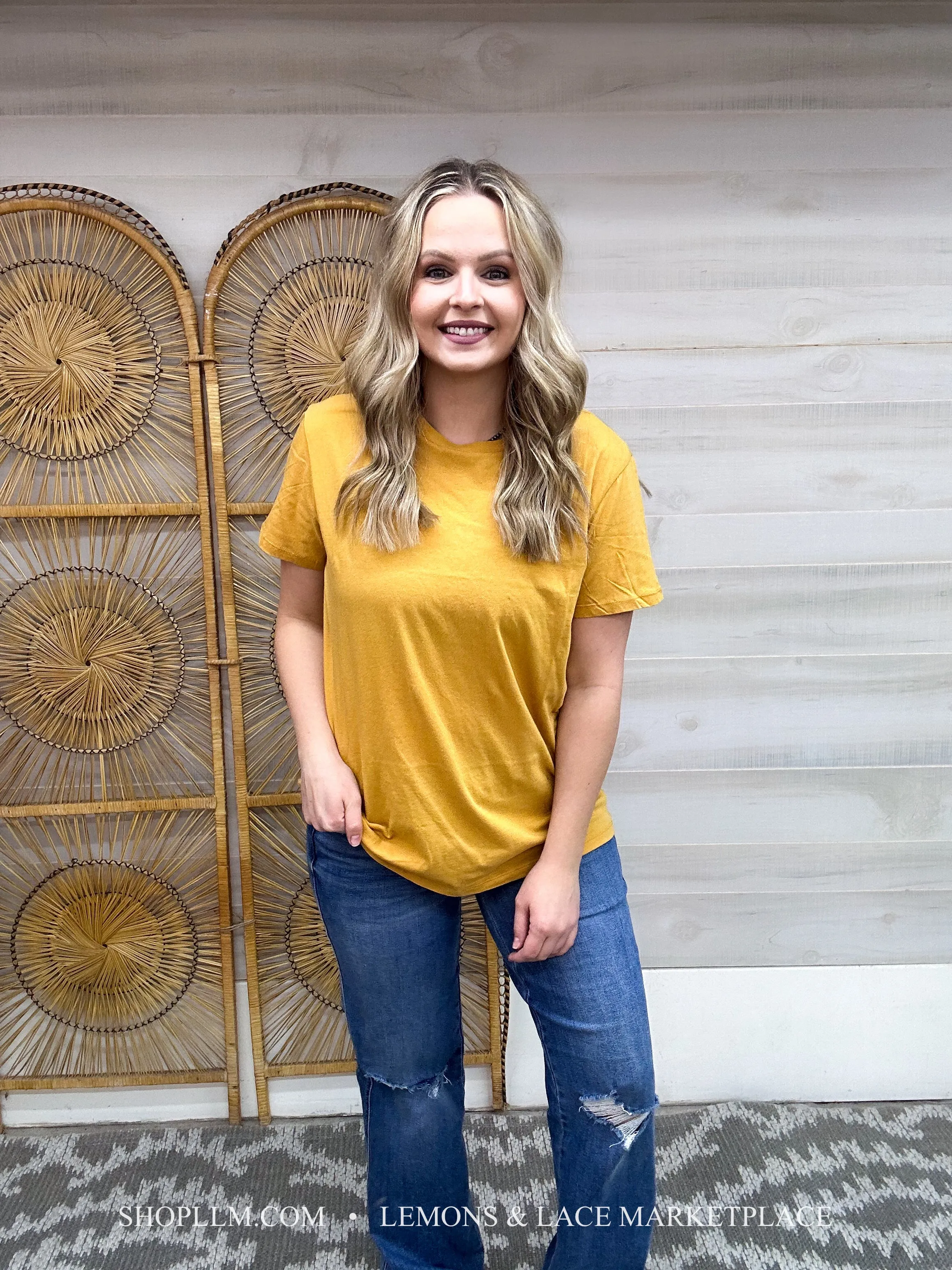 Mustard Better Than Basic Boyfriend Tee Round Neck