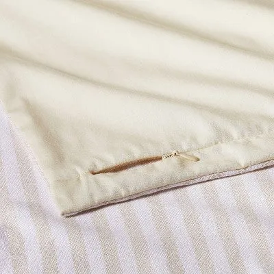 New - Euro Heavyweight Linen Blend Stripe Pillow Sham Natural - Casaluna