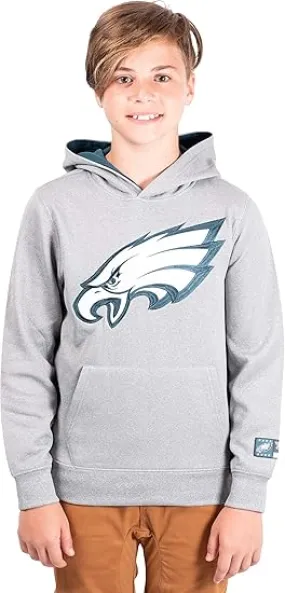 NFL Official Youth Super Soft Hoodie Sweatshirt Pullover - Warm Polyester Blend |Philadelphia Eagles