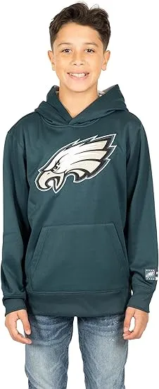 NFL Official Youth Super Soft Hoodie Sweatshirt Pullover - Warm Polyester Blend |Philadelphia Eagles