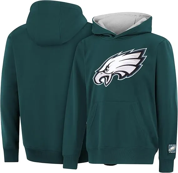 NFL Official Youth Super Soft Hoodie Sweatshirt Pullover - Warm Polyester Blend |Philadelphia Eagles