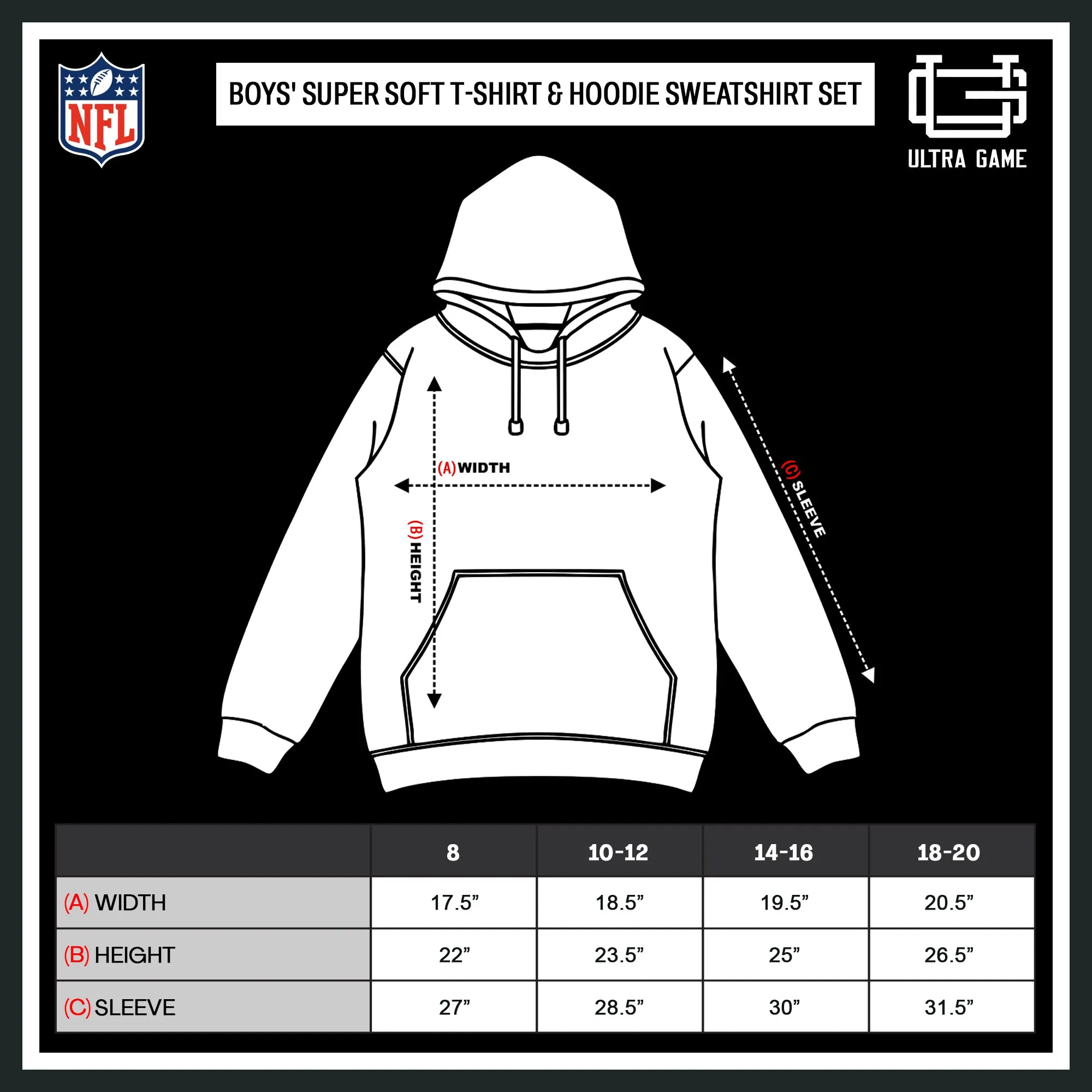 NFL Official Youth Super Soft T-Shirt & Hoodie Sweatshirt Set|Cincinnati Bengals