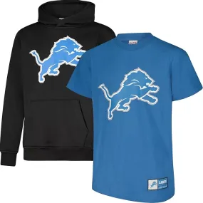 NFL Official Youth Super Soft T-Shirt & Hoodie Sweatshirt Set|Detroit Lions