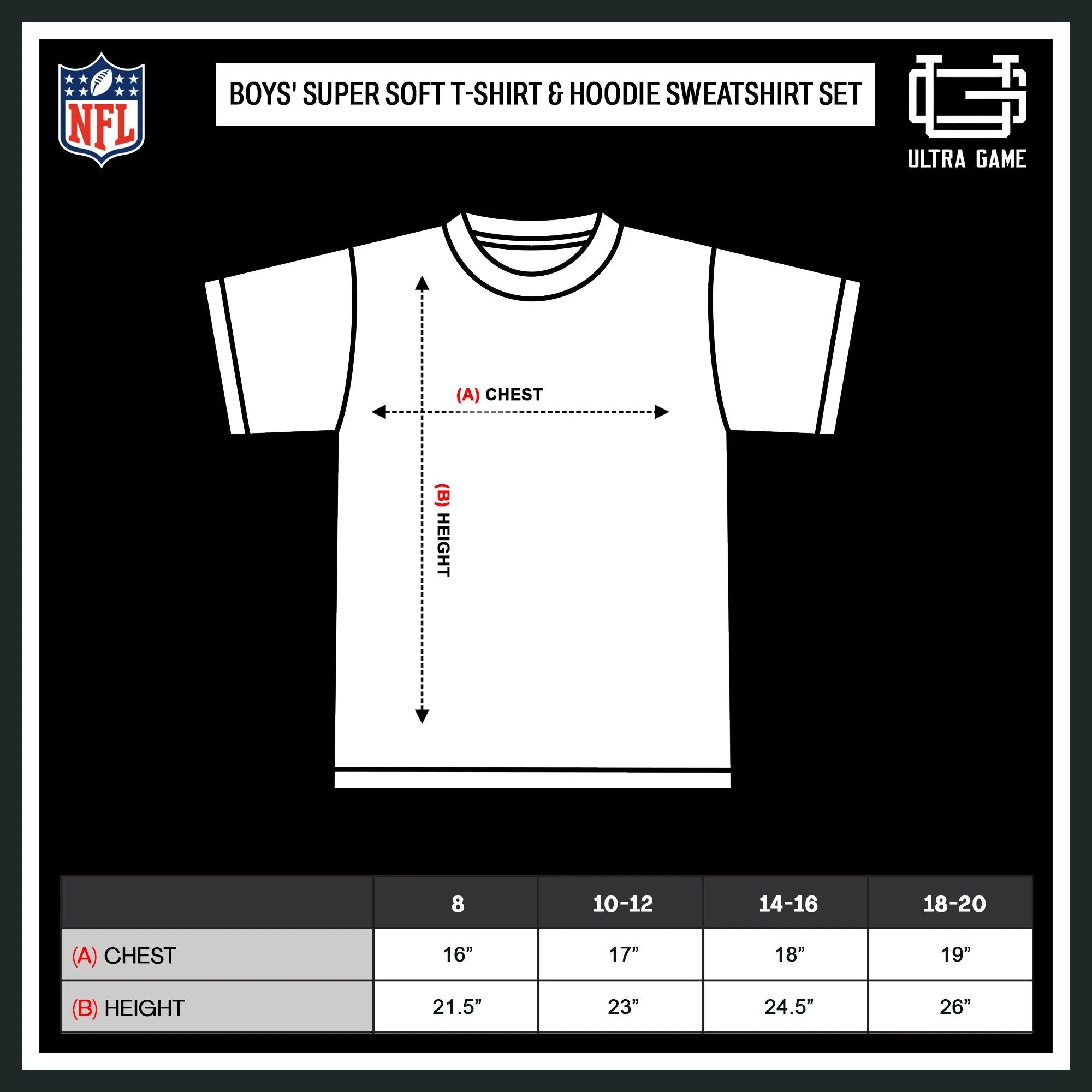 NFL Official Youth Super Soft T-Shirt & Hoodie Sweatshirt Set|Detroit Lions