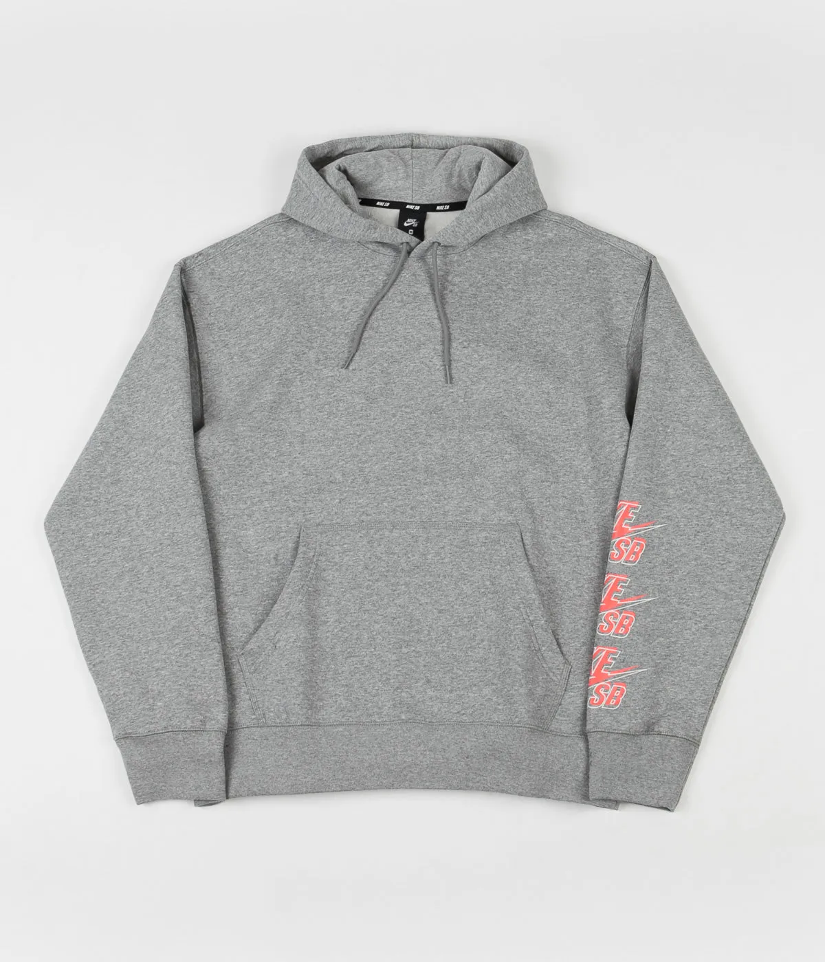 Nike SB Icon Triple Stack Pullover Hoodie - Dark Grey Heather / Bright Crimson