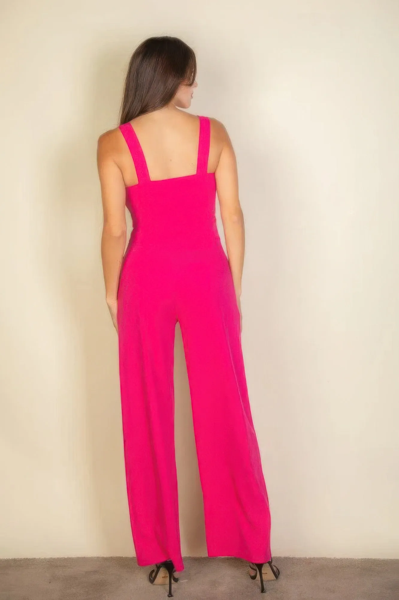 Notched neck cami jumpsuit for women