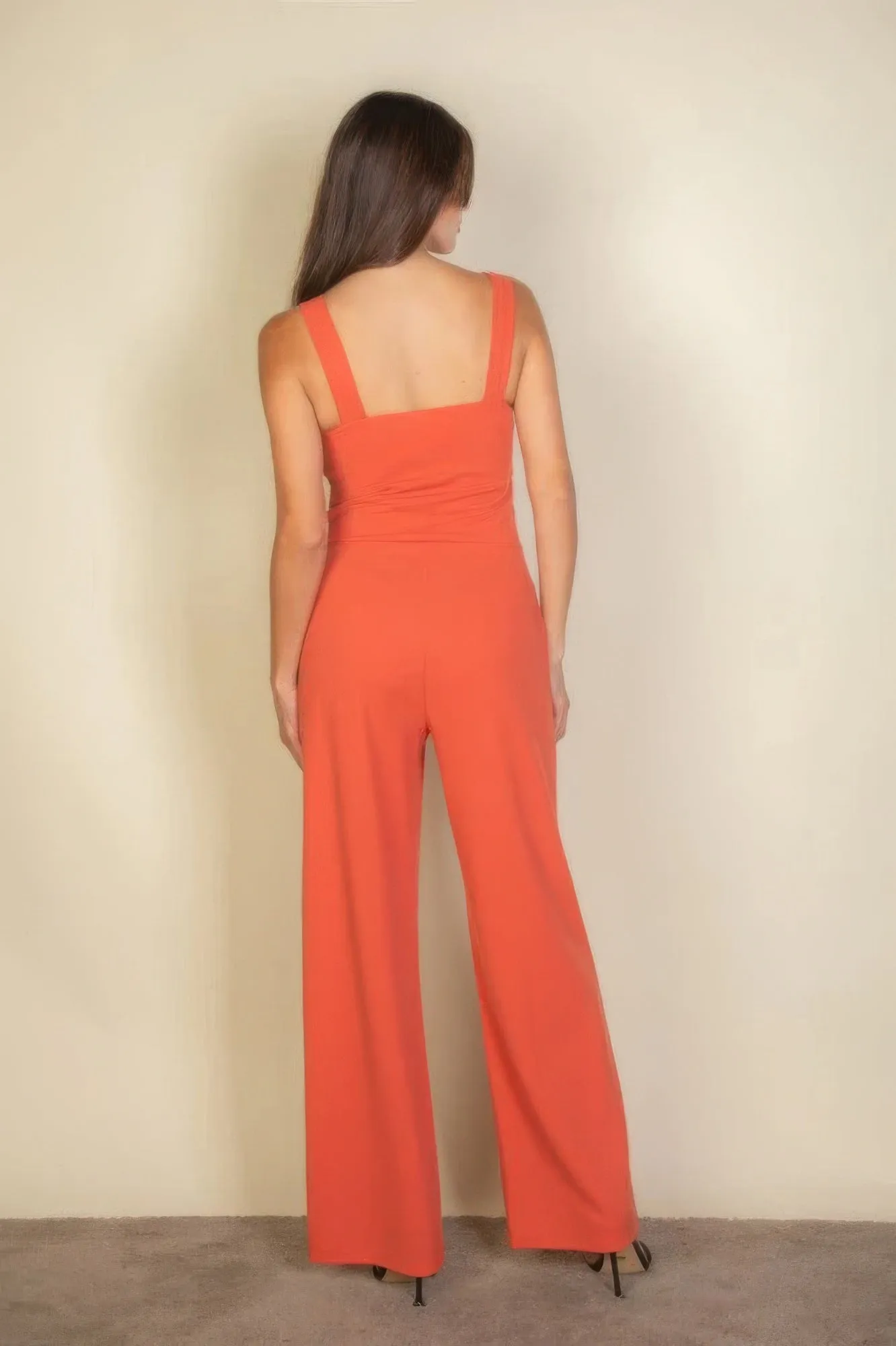 Notched neck cami jumpsuit for women