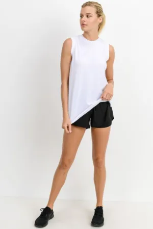 Notched Sleeveless Flowy Tank