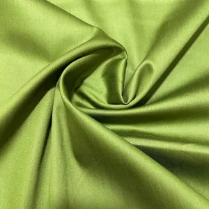 Olive Shiny Green Solid Cotton Satin Fabric