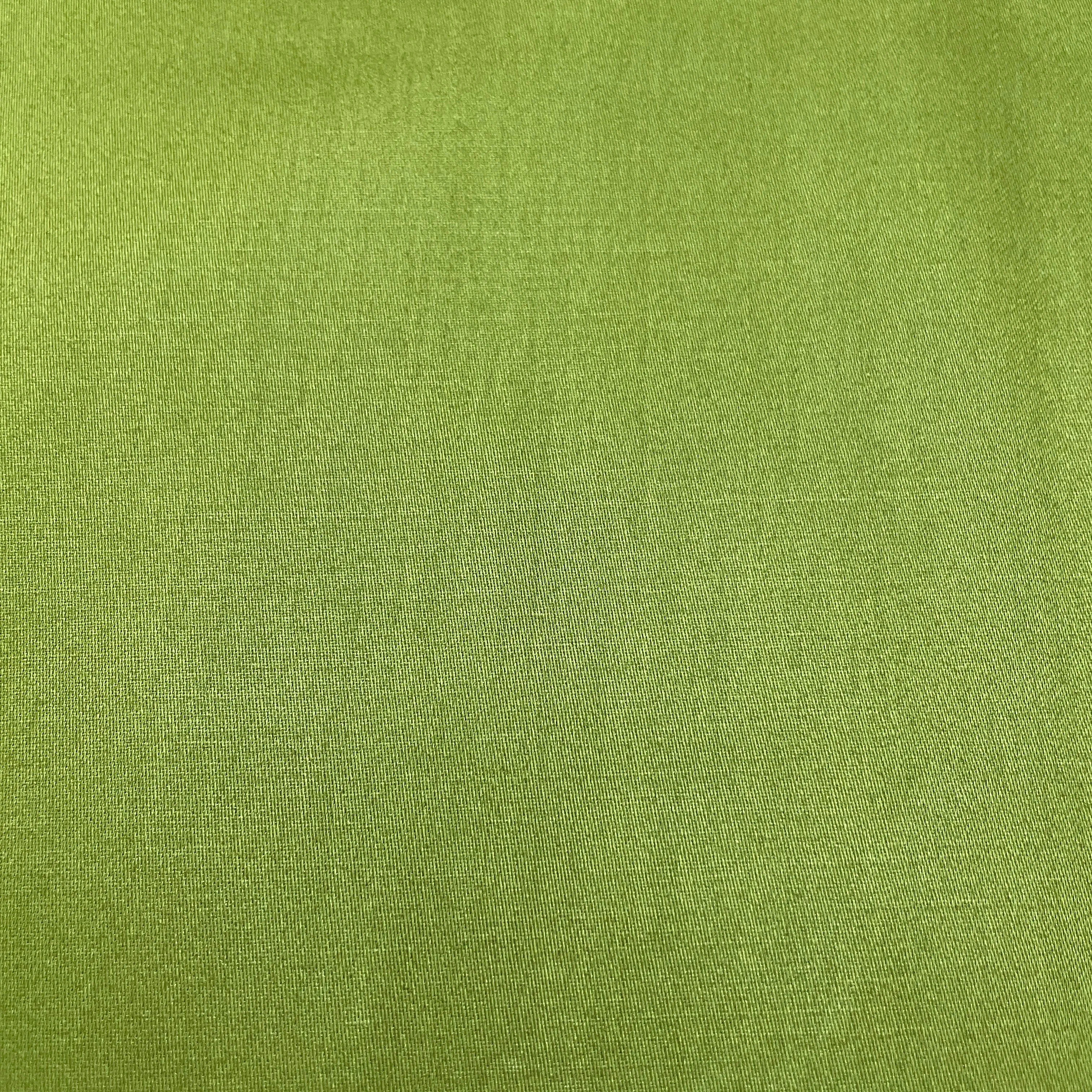 Olive Shiny Green Solid Cotton Satin Fabric