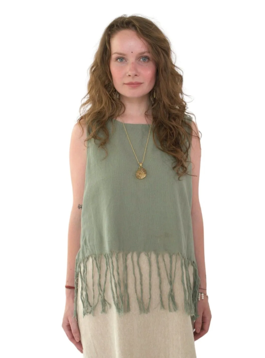 Organic Cotton Sleeveless Fringe Tops (Multiple Colors)