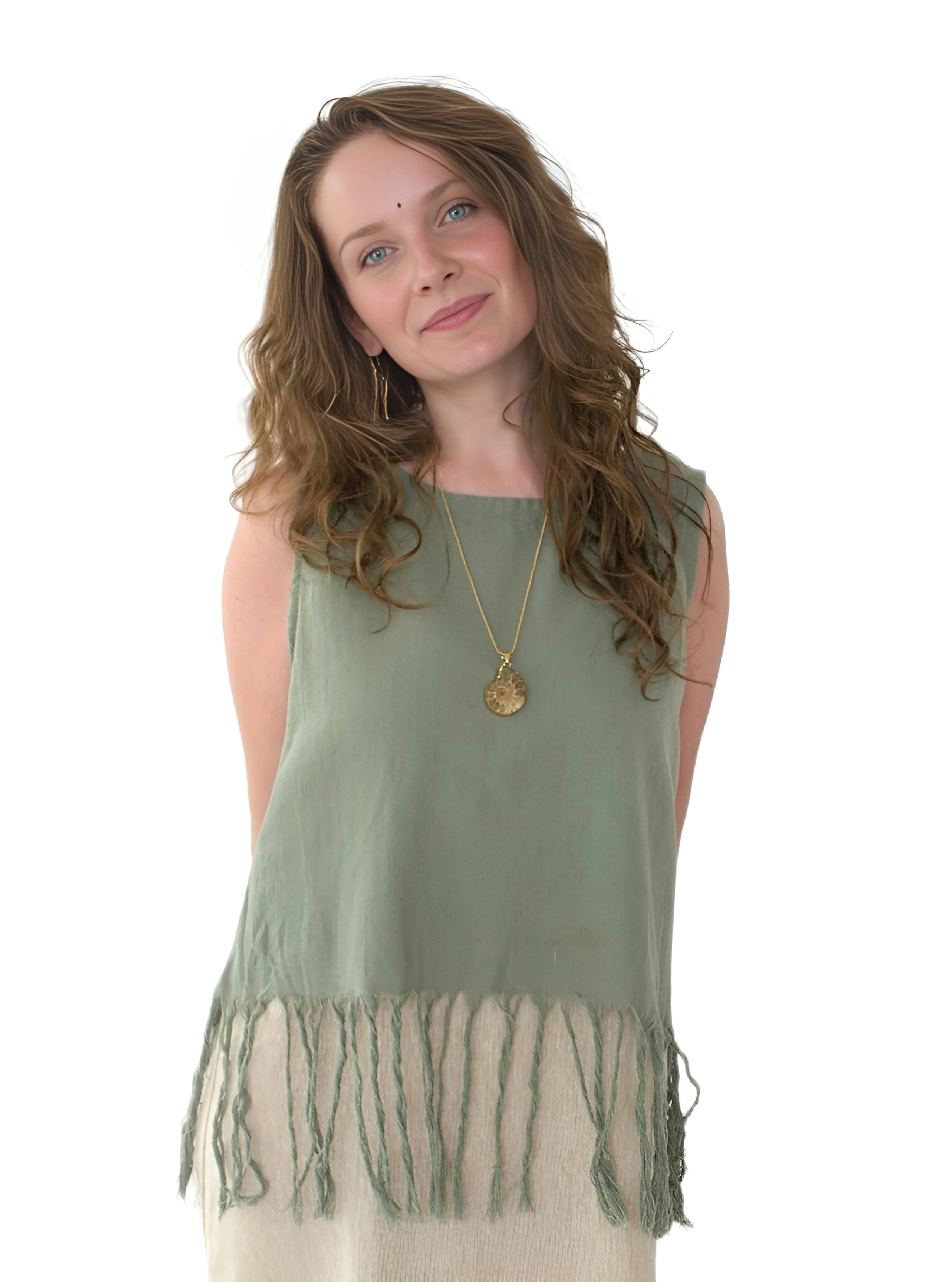 Organic Cotton Sleeveless Fringe Tops (Multiple Colors)