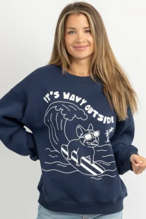 PARTY WAVE NAVY SWEATSHIRT