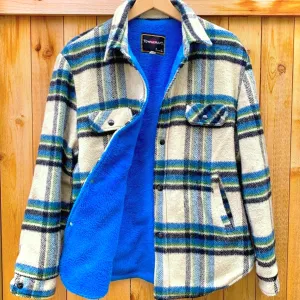 PENNEYS TOWNCRAFT Vintage Wool Sherpa Fur Lined Plaid Shirt Jacket Shacket