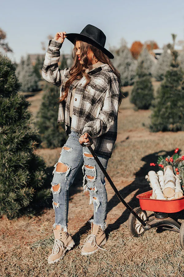 Peppermint Crush Flannel Top In Black