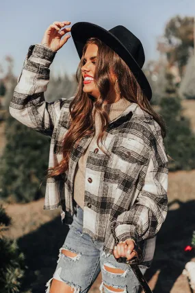 Peppermint Crush Flannel Top In Black