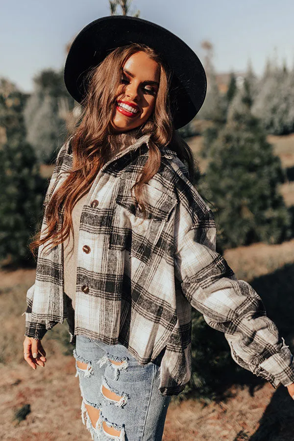 Peppermint Crush Flannel Top In Black