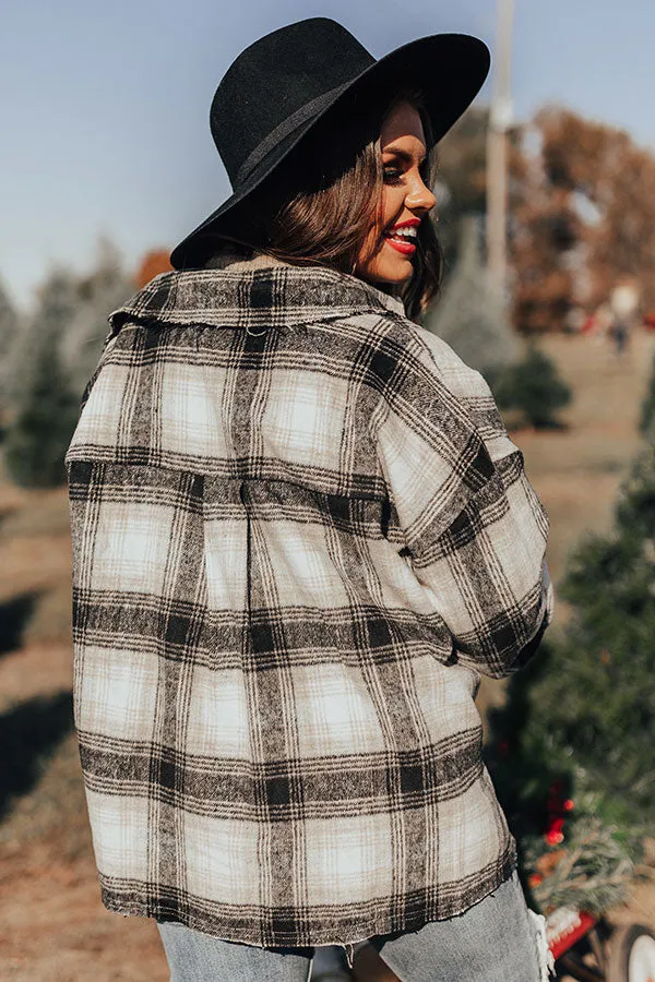 Peppermint Crush Flannel Top In Black