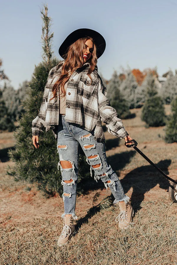 Peppermint Crush Flannel Top In Black