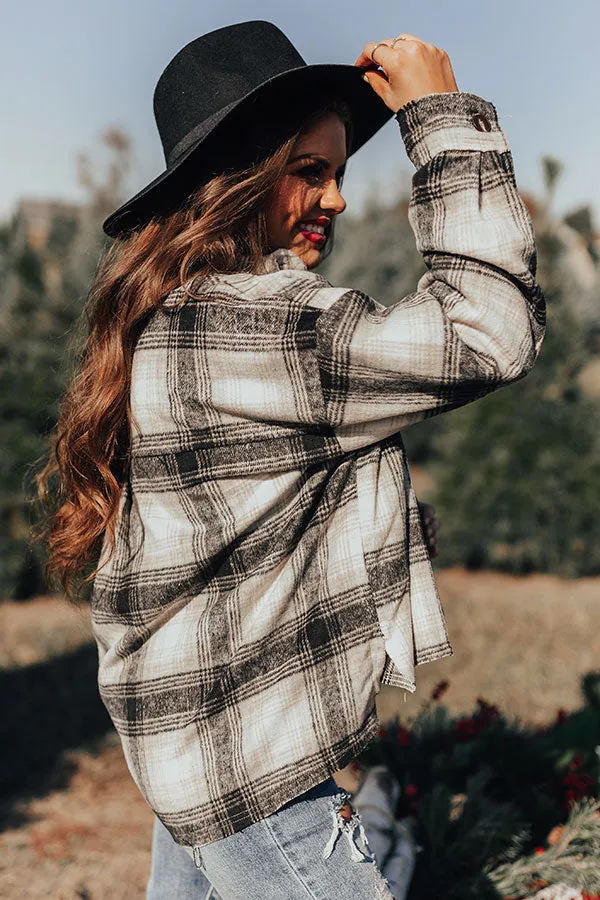 Peppermint Crush Flannel Top In Black