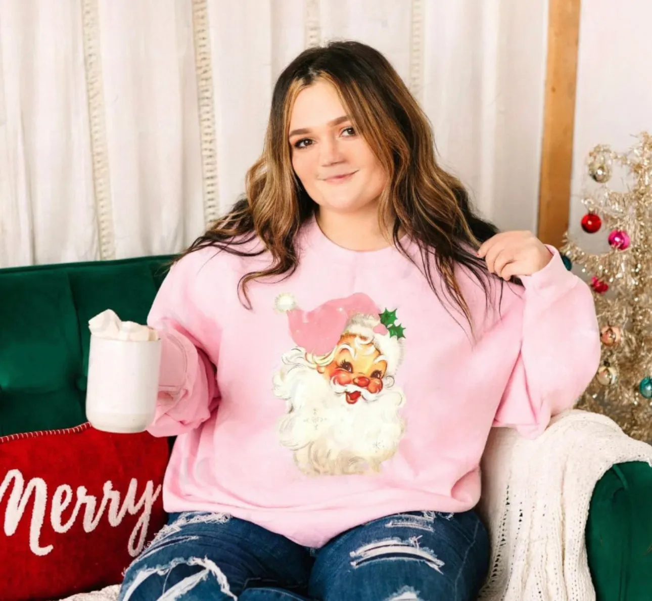 Pink Vintage Santa Sweatshirt