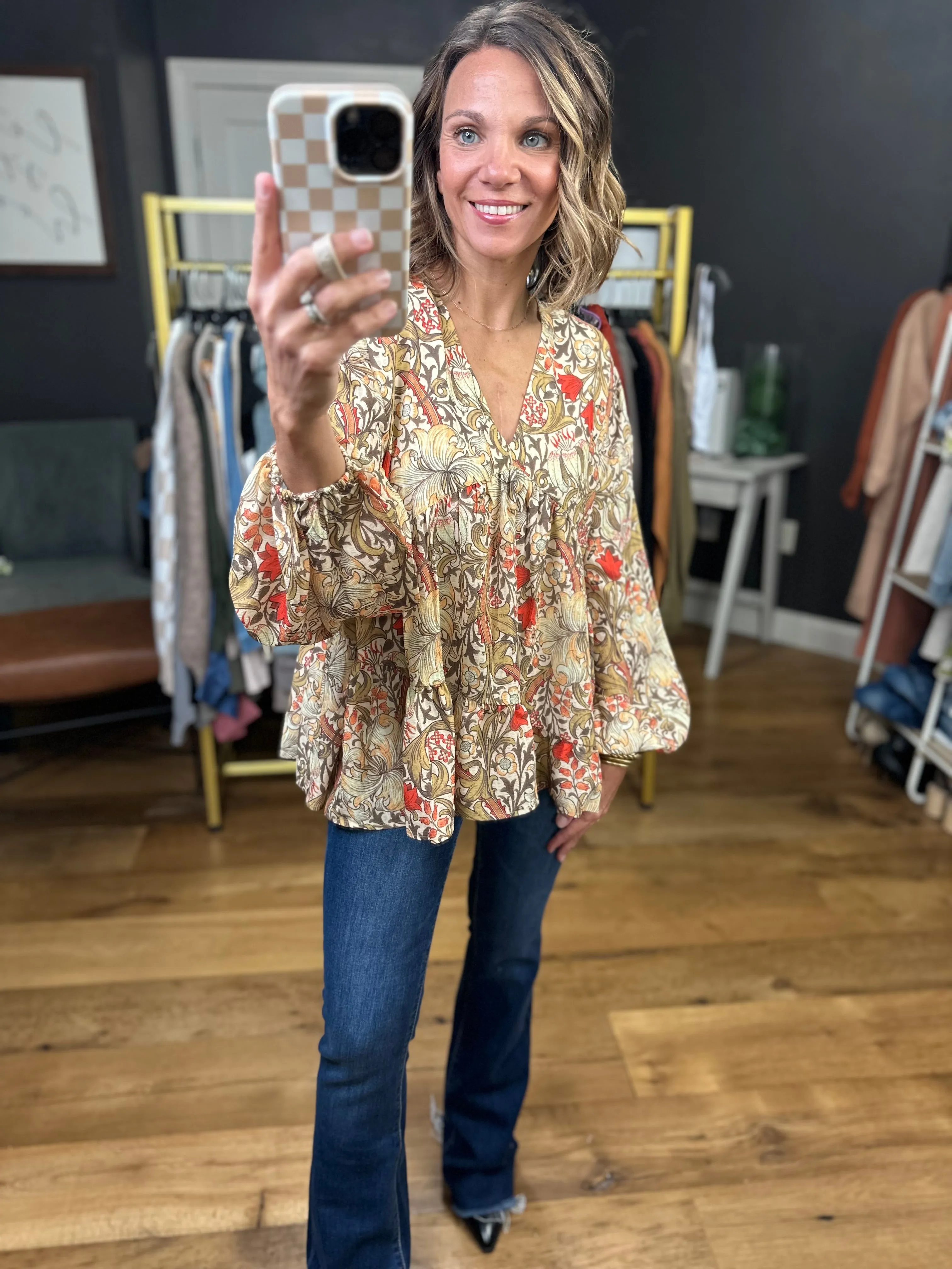 Pippa Flowy Floral Top - Mocha