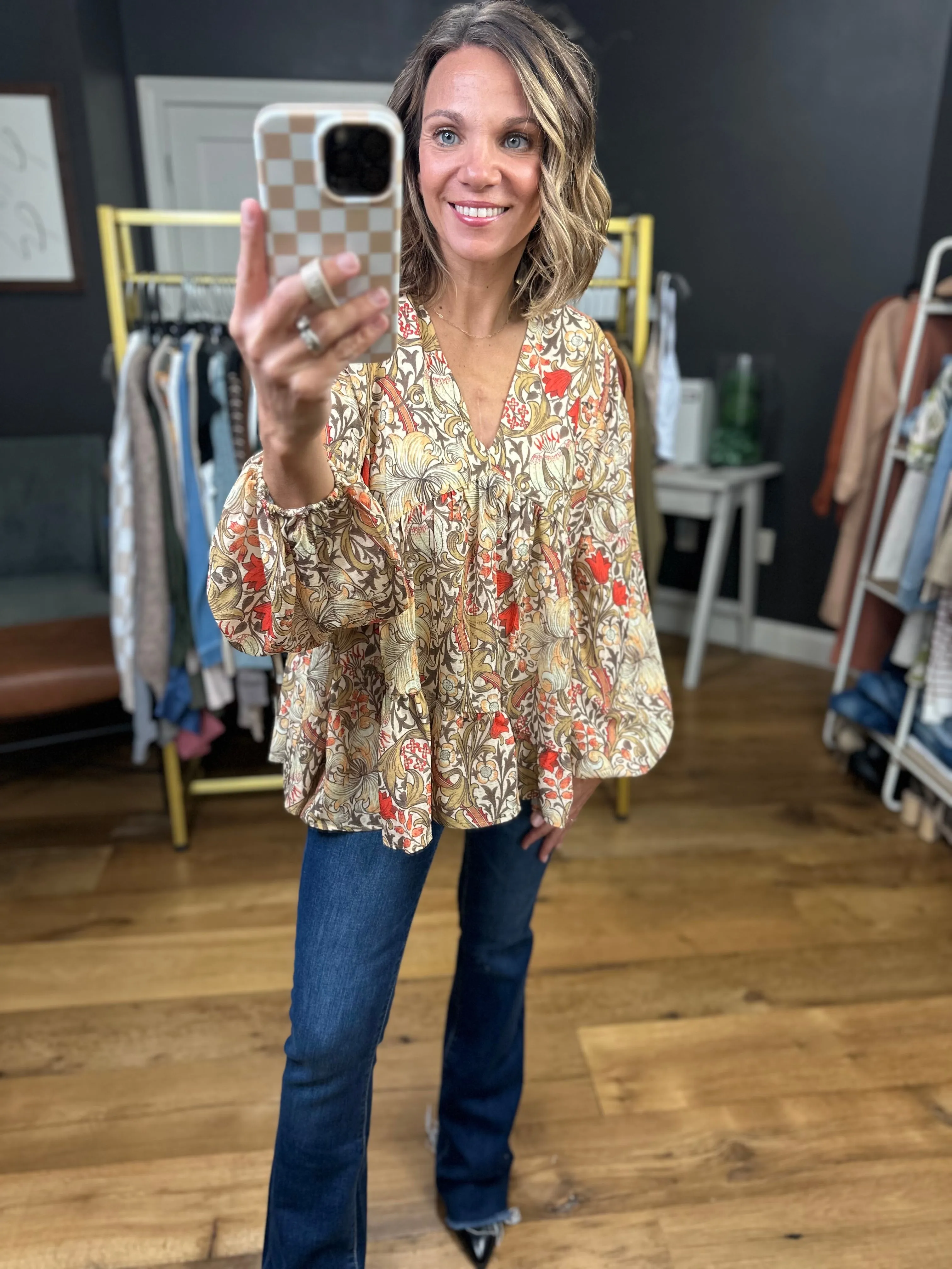 Pippa Flowy Floral Top - Mocha