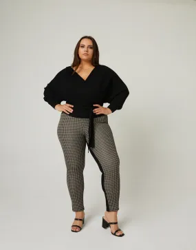 Plus Size Plaid Contrast Pants