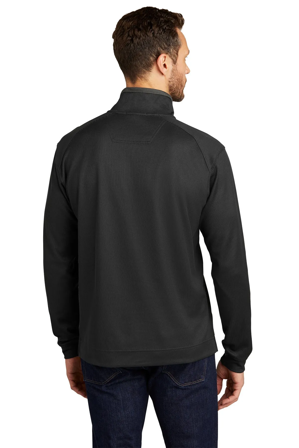 Port Authority Vertical Texture 1/4-Zip Branded Pullovers, Black/ Iron Grey