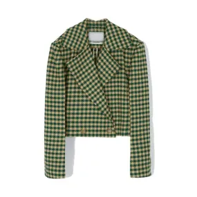 Pre Order:  Detachable Collar Houndstooth Short Coat