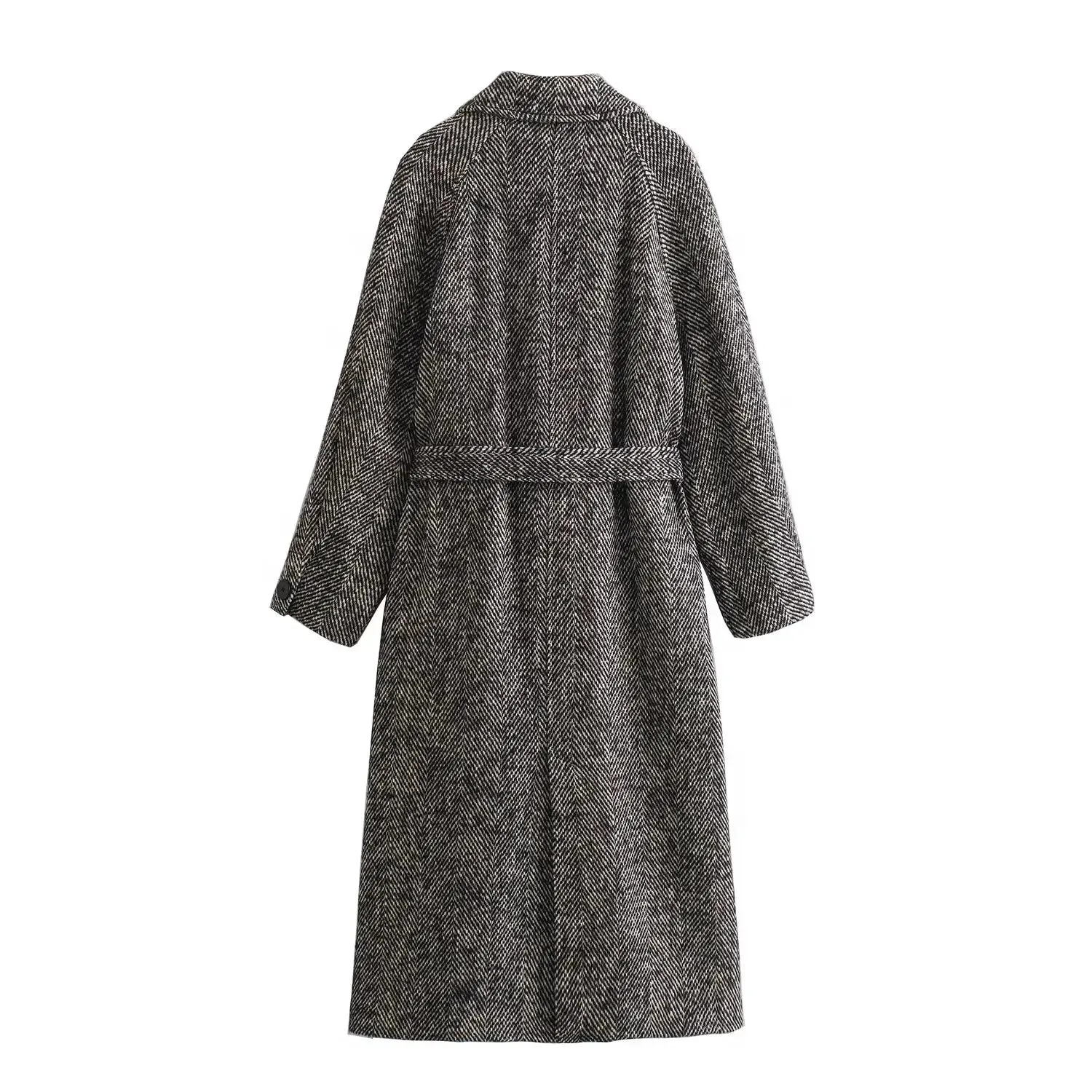 Pre Order:  Herringbone Long Sleeves Belt Coat