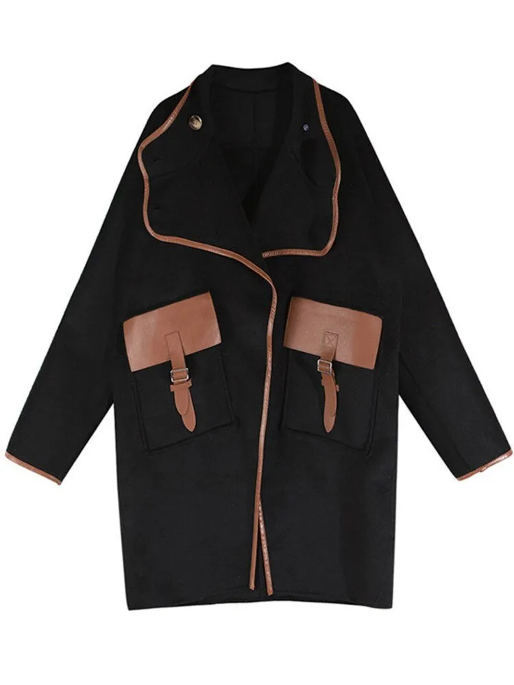 Pre Order:  Leather Accentuated Mid-Length Coat