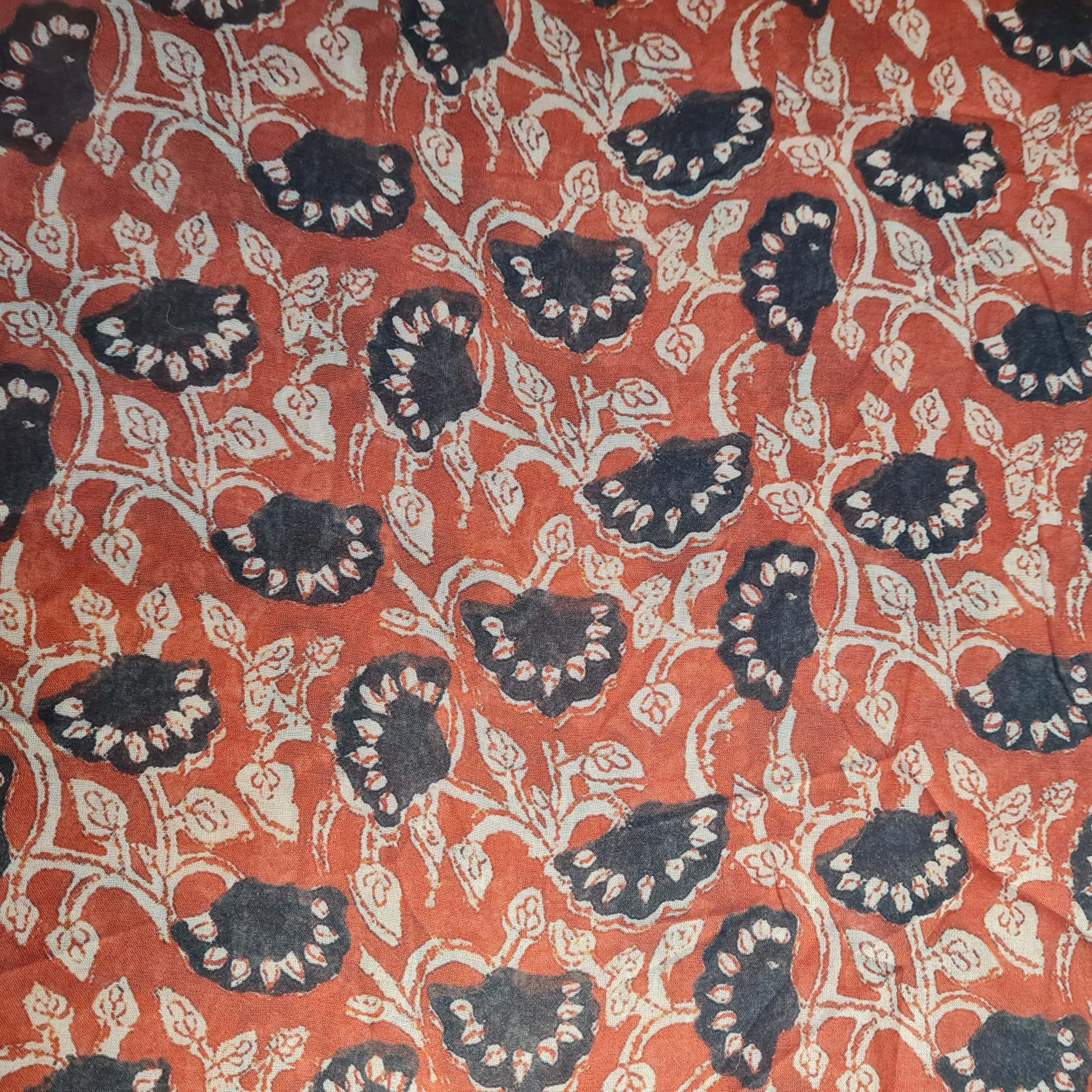 Premium Red Handblock Print Mulmul Fabric