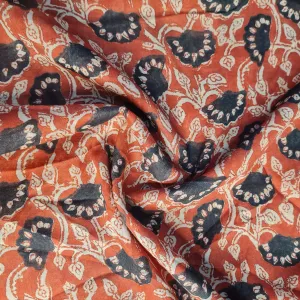 Premium Red Handblock Print Mulmul Fabric