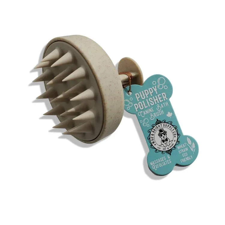 Puppy Polisher - Eco Wheat Straw & Silicone Dog Shampoo Brush