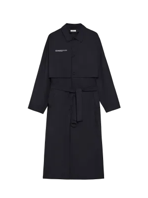 Recycled Nylon Trench Coat—black