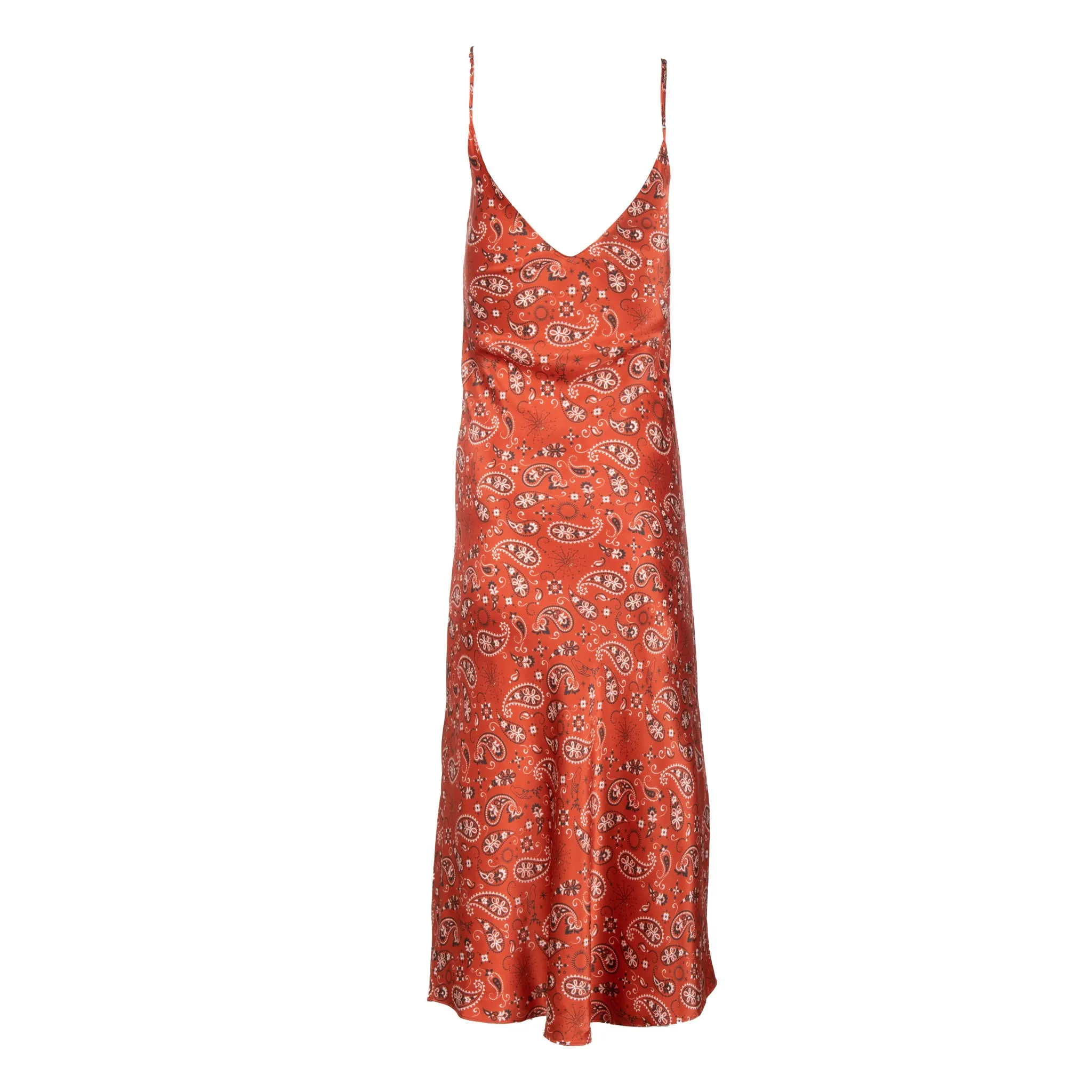 Red Bandana Midi Slip Dress