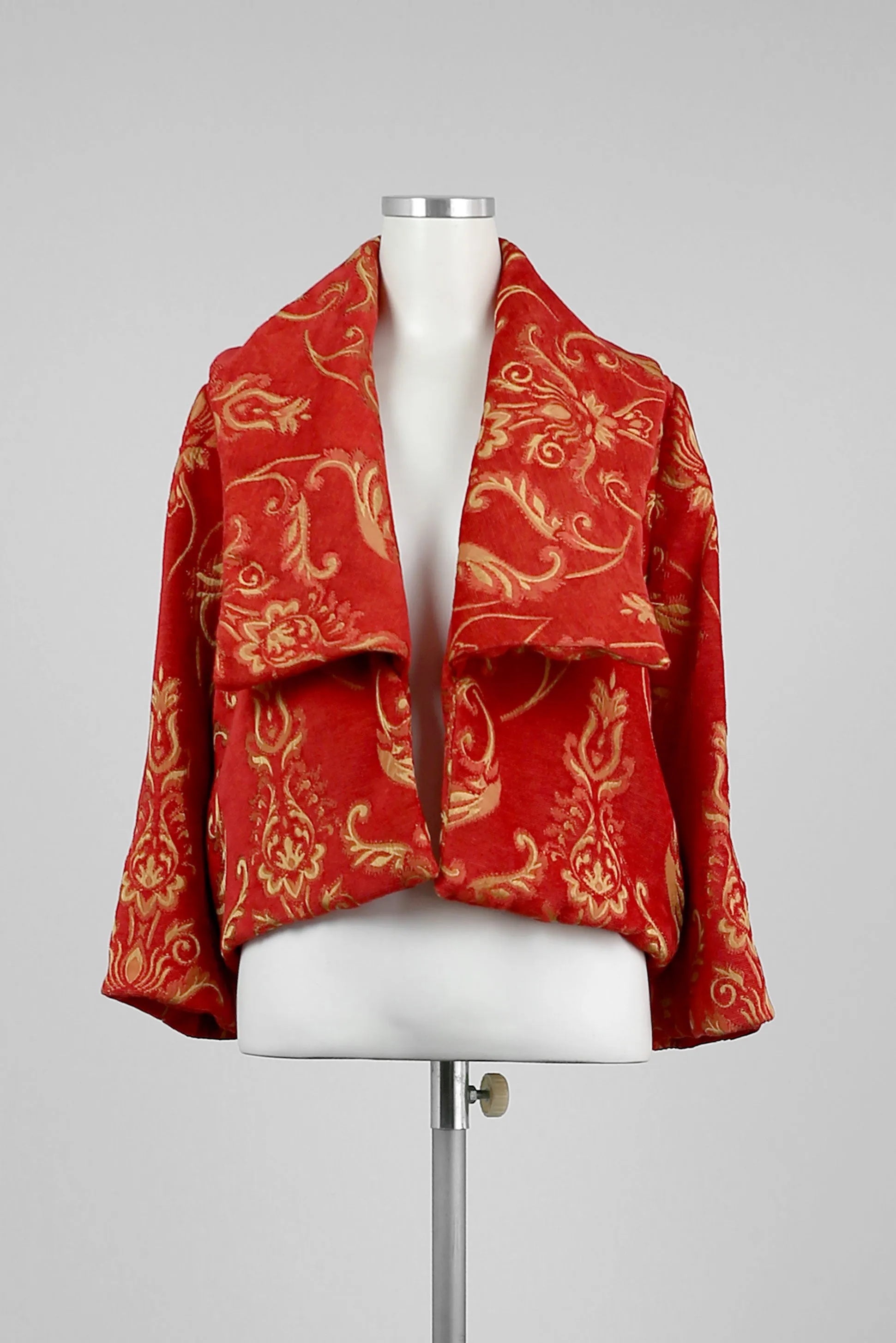 Red Scroll Print Cropped Jacket