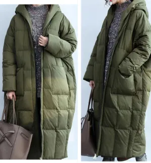 Reserverd for Deborah Potter reserverd Army Green Women Winter Puffer Loose Duck Down Jackets Long Warm Women Long Down Coat 30125