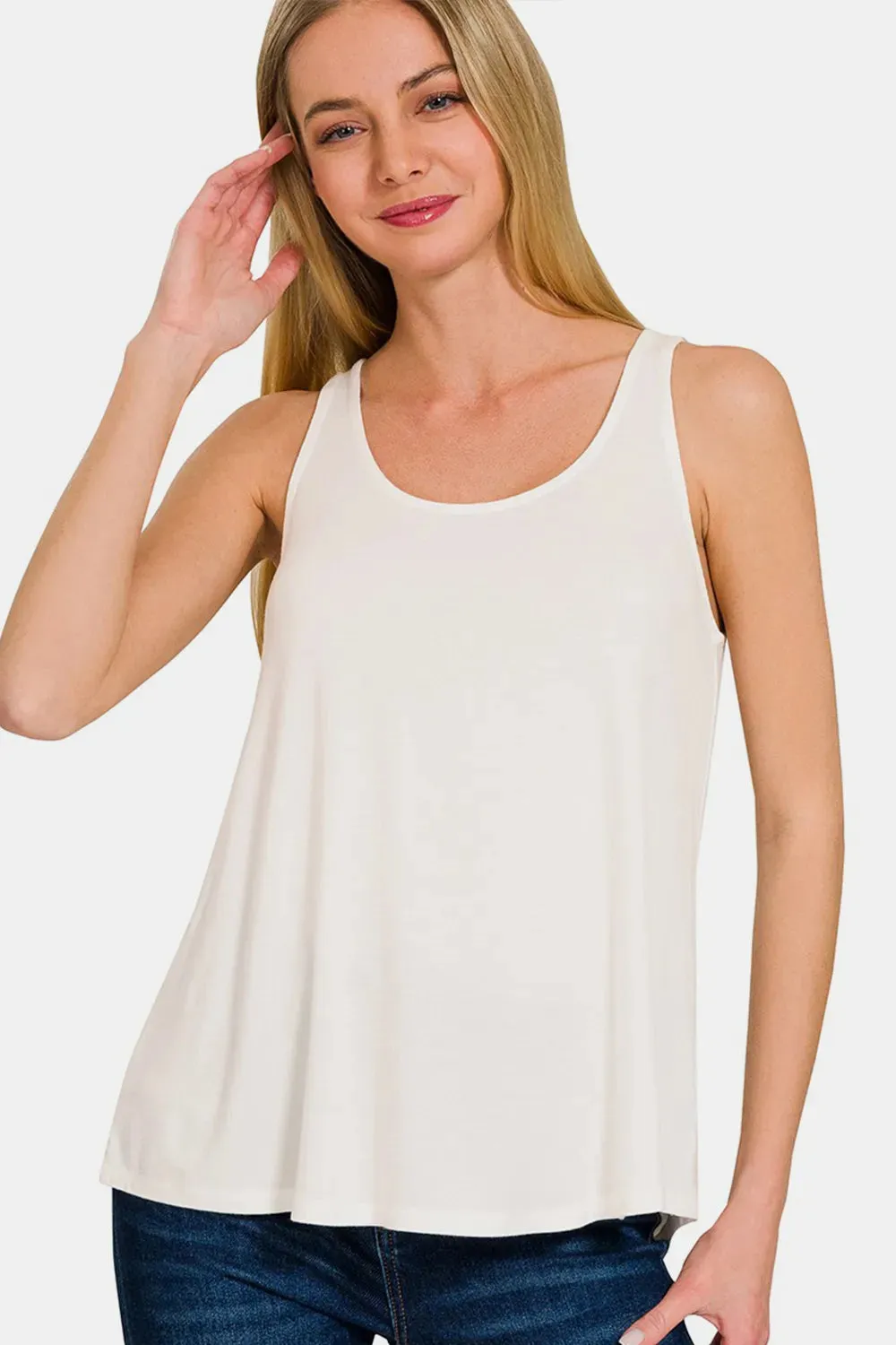 Round Neck Flowy Hem Tank