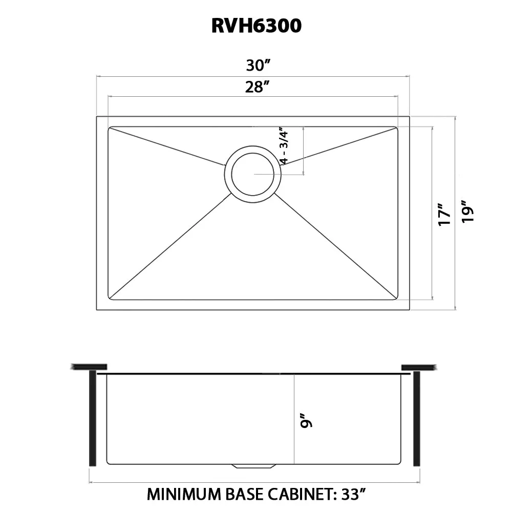 Ruvati 30-inch Undermount Gunmetal Black Stainless Steel Kitchen Sink 16 Gauge Single Bowl – RVH6300BL