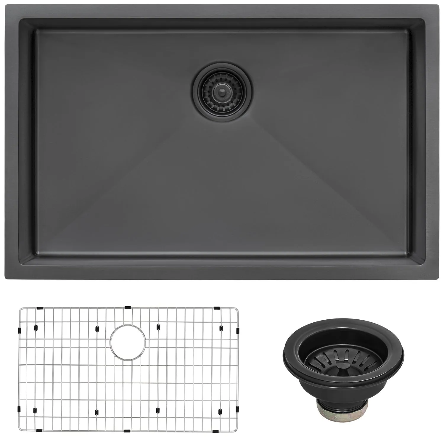 Ruvati 30-inch Undermount Gunmetal Black Stainless Steel Kitchen Sink 16 Gauge Single Bowl – RVH6300BL