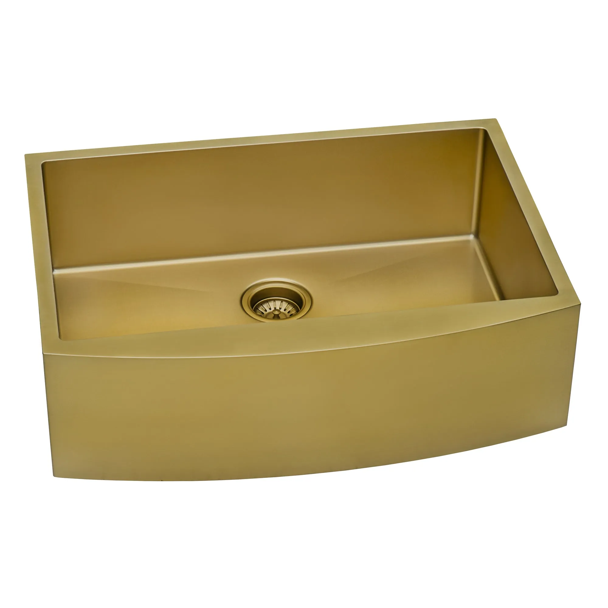 Ruvati Brass Tone 36-inch Apron-Front Matte Gold Stainless Steel Farmhouse Kitchen Sink – Single Bowl – RVH9880GG