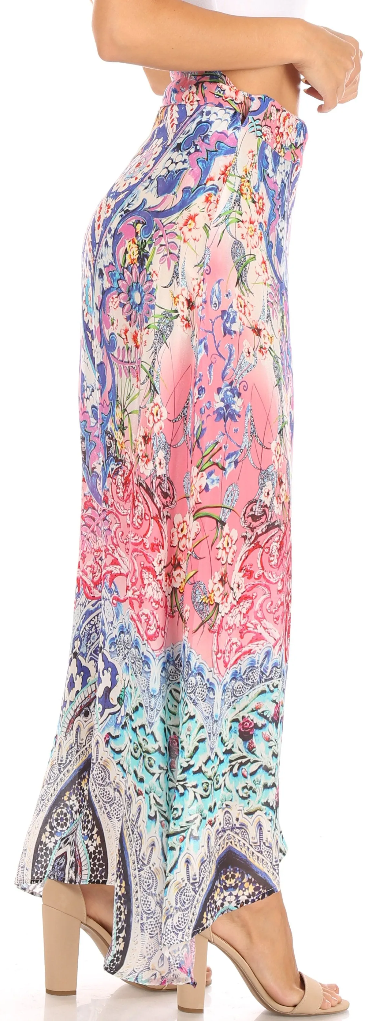 Sakkas Amaia Women's Maxi Floral Print Boho Summer Casual Long Wrap Skirt Cover-up